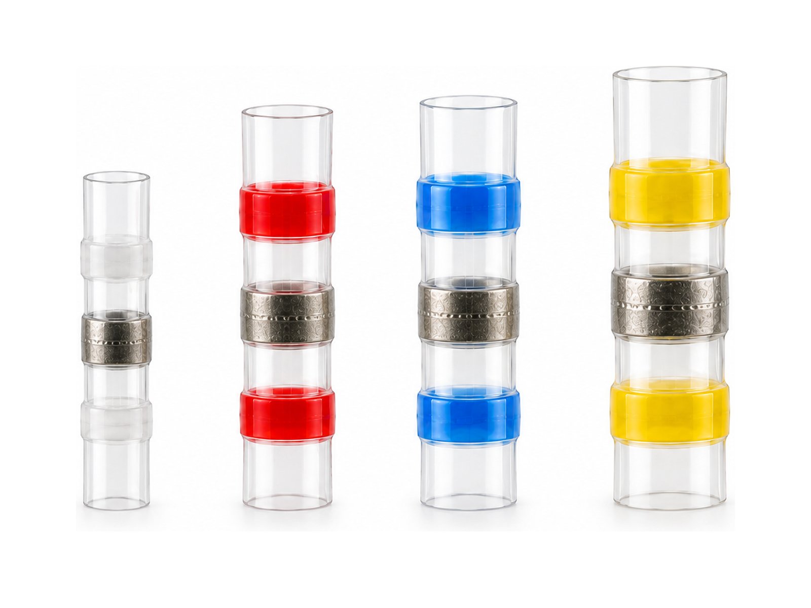 KTG CYG-HSSS solder-seal connectors in four colour-coded sizes: white, red, blue and yellow